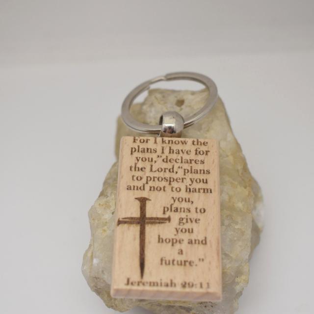 for I know the plans Cross Christian Gift wooden keychain.jpg